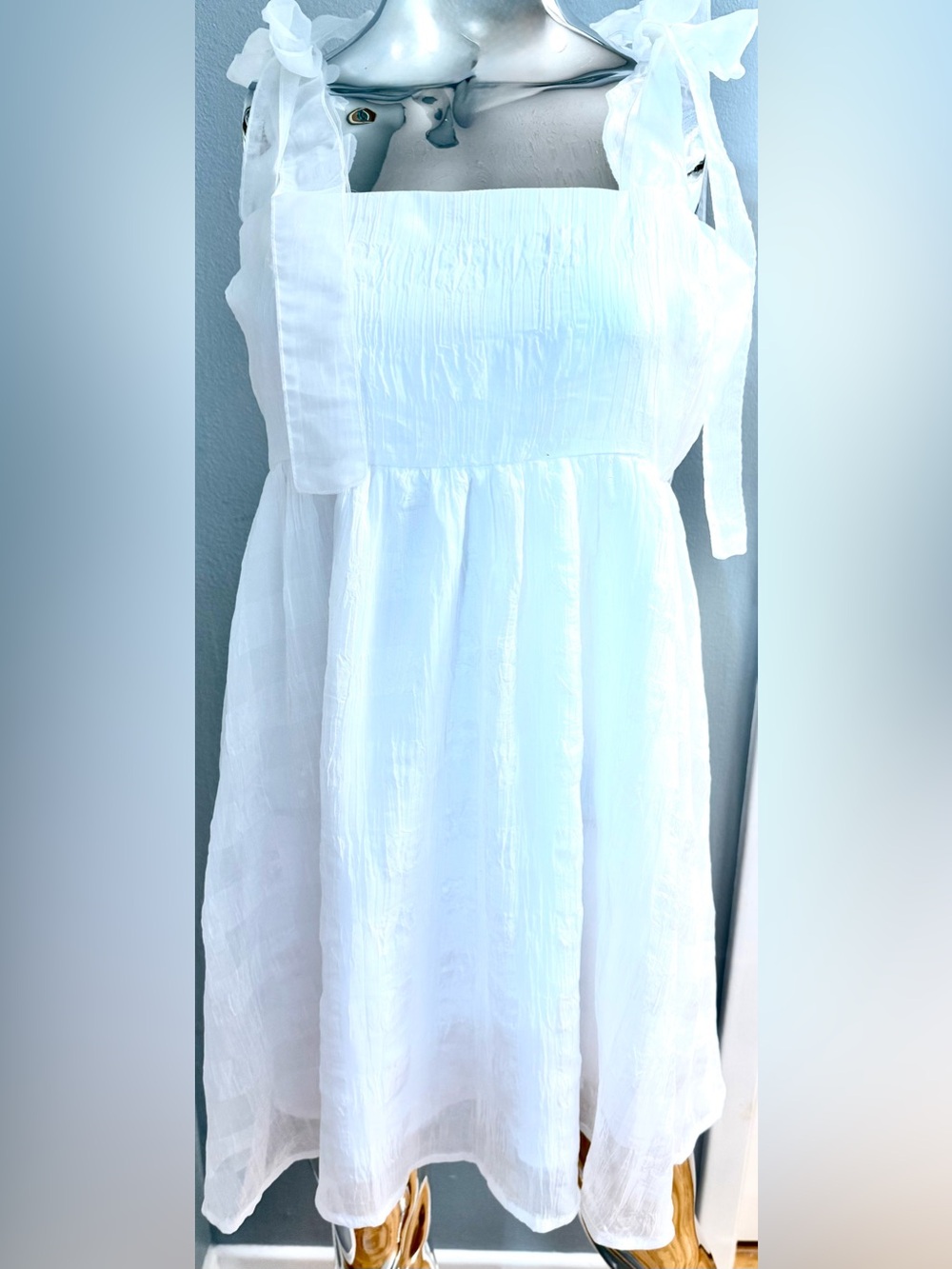 Women’s Lined Tie sleeve  Summer Dress - Lightweight Cotton L